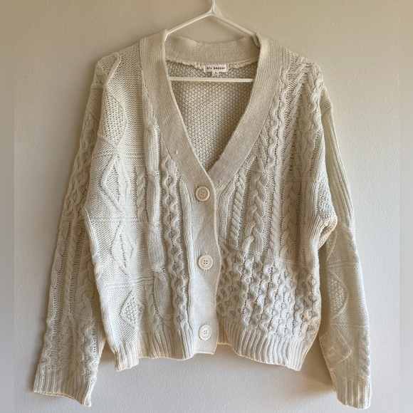 Blu Pepper White Cream Knit Cardigan Button Up Women’s Small - Picture 1 of 8
